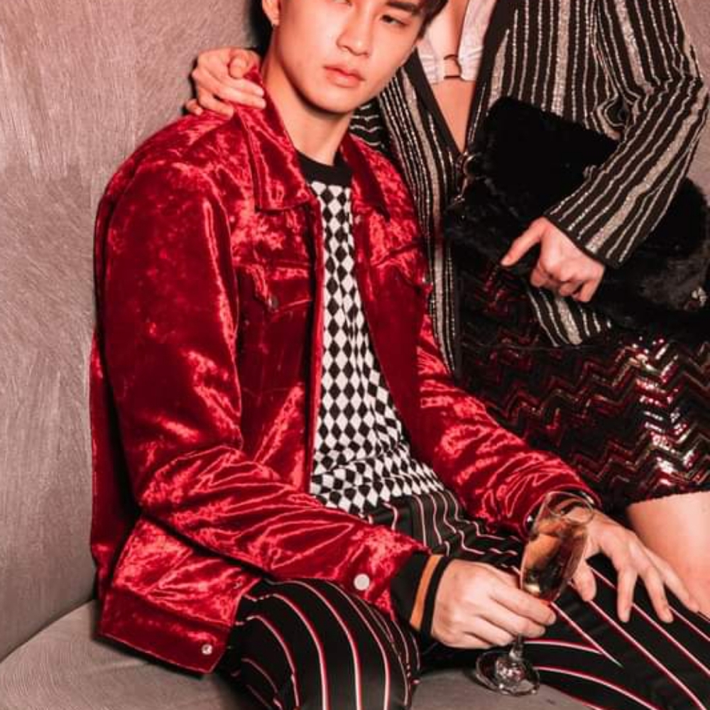 ASOS / Topman Red Velvet Trucker Jacket